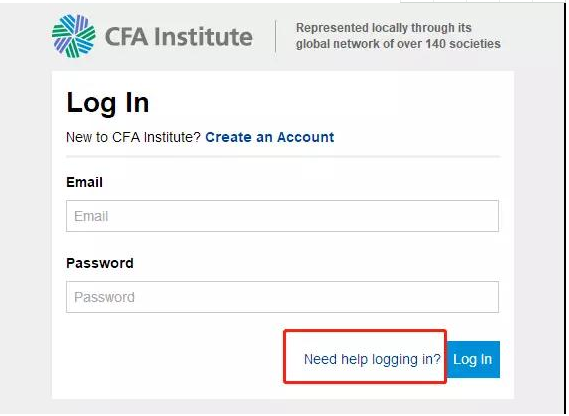 如果忘记cfa登录密码可以点击需要帮助，进行密码修改