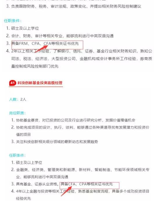 招聘的岗位竟然过半都点名要CFA持证人！ 