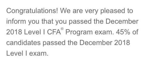 2018年12月CFA一级全球通过率