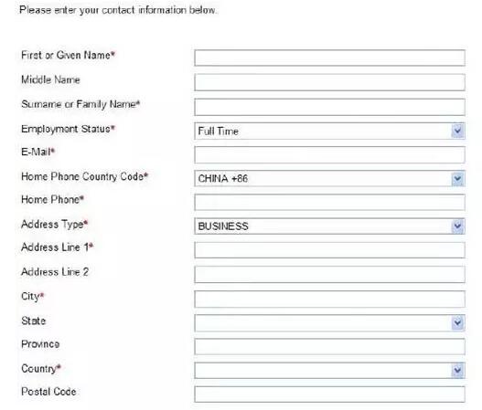 填写自己的联系信息